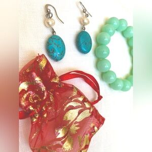 Jade bracelet and earrings